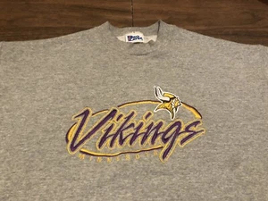 Vintage 90s Minnesota Vikings NFL Pro Players Embroidered XL Gray Sweatshirt - Picture 1 of 8