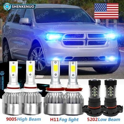 Para Dodge Durango 2011 2012 2013 8000k LED faros Alto/Bajo+Kit de luz antiniebla - Imagem 1 de 4