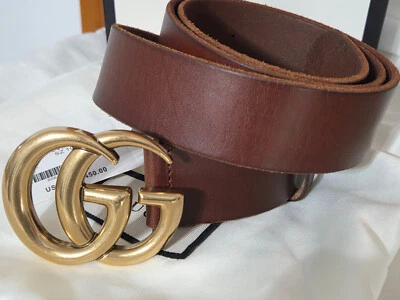 Auténtico Cinturón Unisex GUCCI Cuero Marrón Marmont Dorado GG talla 32 Foto 1 de 4