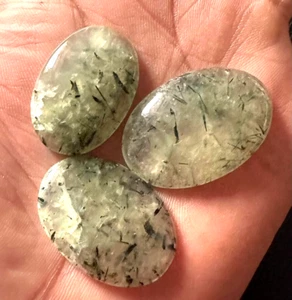 113 Carat Natural Prehnite Mix Shape Loose Stone Cabochon 3 Pieces Lot - Picture 1 of 4