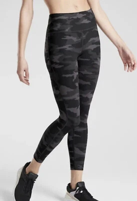 Camuflagem feminina Athleta Ultimate 7/8 apertada 531773 cinza urze tamanho pequeno nova com etiquetas - Imagem 1 de 4
