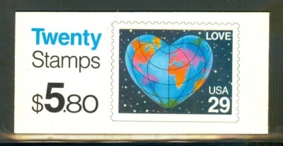 US 2536a BK188 Love/Globe Complete Booklet/20, 2 panes/10, Mint NH - Image 1 of 2