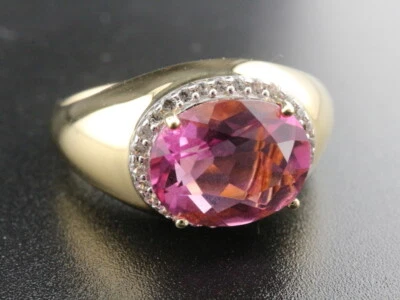 GJ69 * SILBERZEIT EDELSTEIN RING (21) PINK FLUORIT 10x8mm 925er SILBER /VG - Bild 1 von 4
