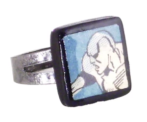Upcycled Comic Book Ring Adjustable Handmade Jewelry Silver Surfer Image Clippin - Picture 1 of 5