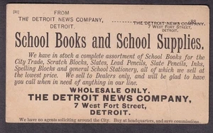 1883 ad postal card Detroit News Company school books and school supplies - Picture 1 of 2