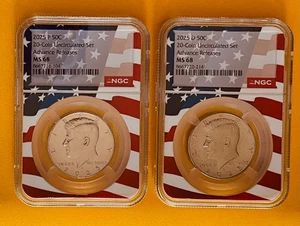 2025 P & D Kennedy 50c NGC MS 68 Advance Releases Rare Flag Core Label 2 coin pr - Picture 1 of 4