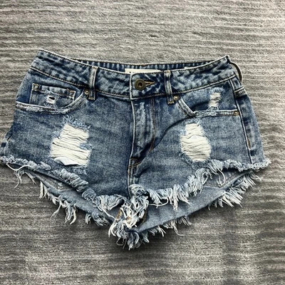 Pantalones Cortos de Jean Bullhead Talla 3 Para Mujer Tiro Alto Corte Corto Azul Denim Foto 1 de 4