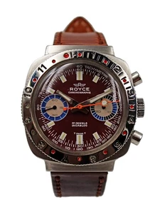 Reloj Pulsera Royce Acero Inoxidable Cronógrafo con Esfera Roja c. Años 70, Ref 13-44 - Imagen 1 de 5