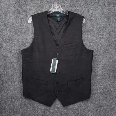 NEW Perry Ellis Vest Mens L Large Gray Slim Fit Sleeveless Wrinkle Free Belted - Image 1 of 4