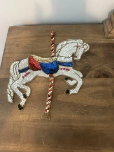 Vintage Appliqué Carousel Horse Sequins And Beads 9.5”W 10.75”T - Picture 1 of 6