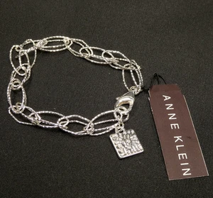 Anne Klein silberfarbenes Metall 7" ovales Kettengliedarmband - NEU - Bild 1 von 8