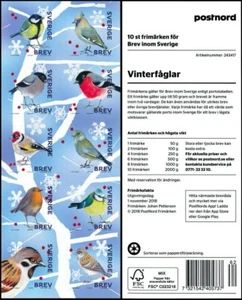 SH110 Sweden #2829 MNH self-adhesive booklet, winter birds stamps - Picture 1 of 2