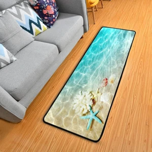 Beach Seashell Starfish Kitchen Rugs Non-Slip Soft Doormats Bath Carpet Floor Ru - Picture 1 of 7