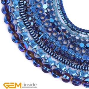 Hypoallergenic MultiShapes Blue Metallic Coated Hematite Jewelry Making Beads AU - Picture 1 of 201