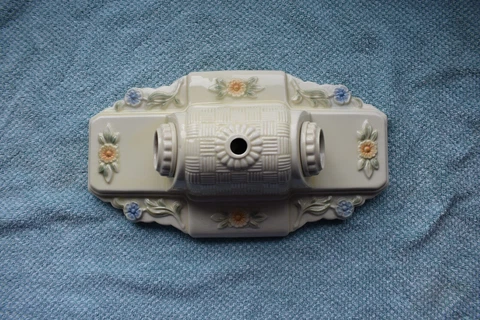 Porcelain Art Deco Floral Basket Weave Ceiling Light 1920's 1930's Cover