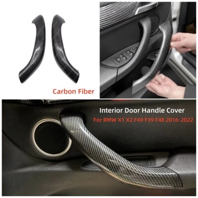 2PCS Inner Door Panel Handle Pull Trim Cover Set For BMW F48 F39 X1 X2 Carbon Foto 1 de 4