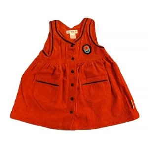 Vintage GYMBOREE Girls Red Corduroy Sleeveless Dress Snaps Pockets XSmall - Picture 1 of 9