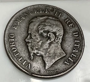 1867 M Italy Five Centesimi Coin - Picture 1 of 6