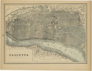 Mapa antiguo de Calcuta (Calcuta) de Cram (1893) - Imagen 1 de 1