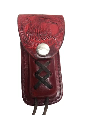 Cuchillo de cuero rojo genuino / funda de bolsa multiherramienta con United Rentals multiherramienta Foto 1 de 4