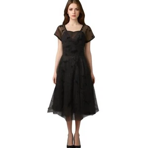 Magnolia Place Black Goth Bat Print Fit & Flare Dress Size M - Bild 1 von 11