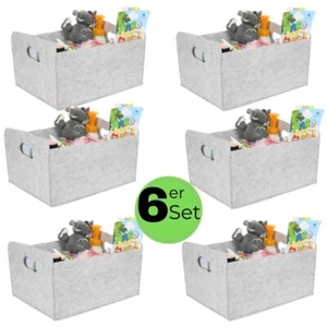 6x Aufbewahrungsbox faltbar Stoff Box Aufbewahrungskorb Filzkorb grau klein - Bild 1 von 7