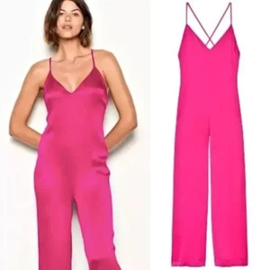 Victoria's Secret Satin-Overall Small Y2K Hot Pink McBling Glam Ausgehen Retro - Bild 1 von 6