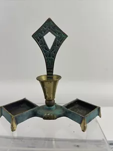 DAYAGI Style Holder Israel Ornate Handle Patina Metal Salt Pepper Oil Vinegar - Picture 1 of 8
