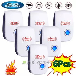 Ultrasonic Pest Repeller Roaches Lizards Mice Flies Spiders Bugs Control 6 Packs - Picture 1 of 20