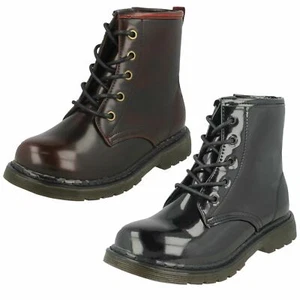 Girls Spot On Low Heel Lace Up Ankle Boots  - Picture 1 of 19