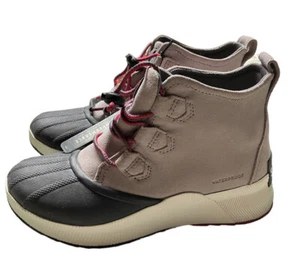 NEW SOREL OUT N ABOUT DUCK BOOT WOMEN SZ 6 W TAG 1956981608 LT PINK GRAY - Picture 1 of 8