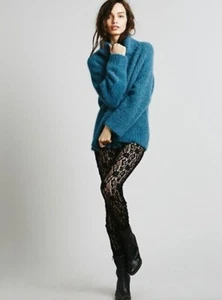 FREE PEOPLE Lazy Lace Sheer Floral Legging Black Size XS high quality thick lace - Picture 1 of 12