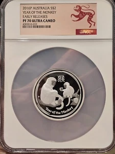2016P Australia Year Monkey Lunar NGC PF70UCAM TOP GRAID ONLY 39 Perth Mint Rare - Picture 1 of 3