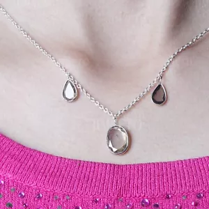 3.11 CT Polki Slice Diamond Necklace, Elegant Luxury Silver Necklace for Women, - Picture 1 of 2