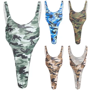 Men's Wrestling Bodysuit Singlet Deep U Neck Backless T-back Leotard Playsuits - Picture 1 of 23