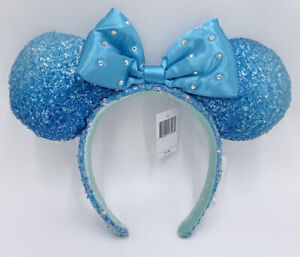 Disney Parks Sequin Aqua Diamond Limited Blue 2022 Ears Minnie Mouse Headband