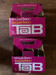 Vintage Tab Soda 6 PK Cardboard Carrier for 10 OZ Bottles (Lot of 2) Used - Picture 1 of 8