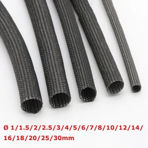 Black 600°C HIGH TEMP Fiberglass Sleeving Wire Cable Insulation Tube ID 1mm-30mm - Picture 1 of 7