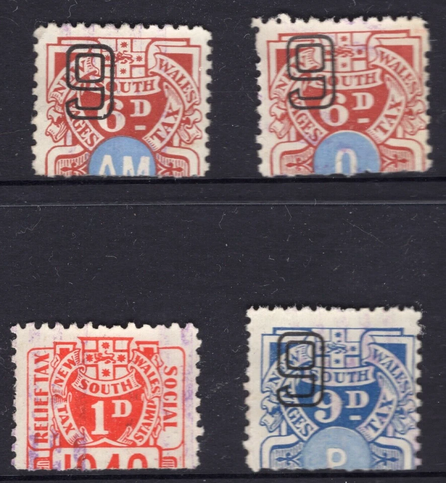 1930's NSW Australia Wages Tax Revenue 1d 6d 9d - Image 1 of 1