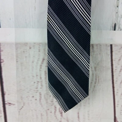 Corbata larga Campia Moda para hombre de seda a rayas negras 3,75"x60,5" Foto 1 de 4