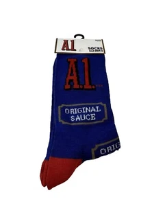 A1 Men's Novelty Crew Socks 1 Pair Blue Shoe 6-12 NEW - Picture 1 of 3