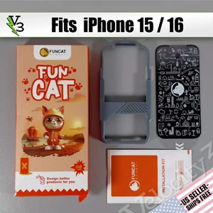 Screen Protectors for iPhone 15/16 - 3x Privacy Glass w/Frame | FUNCAT - Picture 1 of 10
