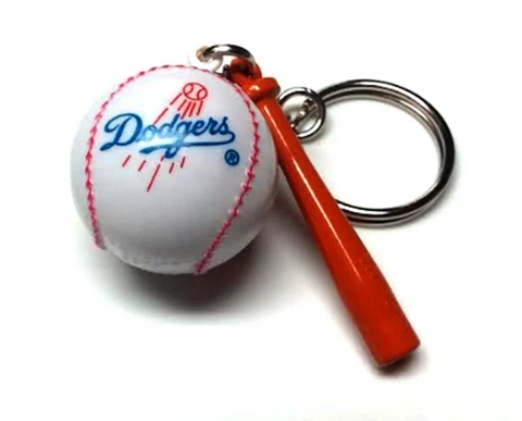 LOS ANGELES DODGERS KEYCHAIN BALL & BAT 1" ROUND BALL LICENSED MLB CHARM PULL Cover