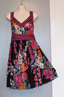 Vestido Plenty by Tracy Reese Raro Floral Rayas Cintura Imperio Seda 8 Foto 1 de 4