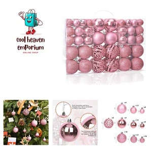 100PCS Christmas Tree Balls Ornaments, Pink Christmas Ball Ornaments for Chri... - Picture 1 of 6