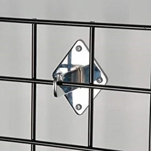 Gridwall Wall Mount Bracket - Grid Panel Mounting Brackets -Chrome - 12 Pieces - Picture 1 of 1