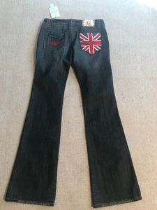 Azzure Women's Jeans Blue 28X33 UK Flag British Perfect Fit Distressed #240 - Picture 1 of 9