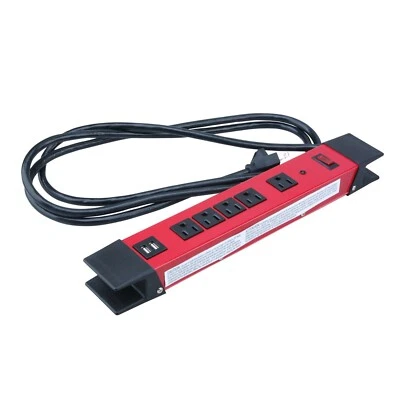 5 Outlet Heavy Duty Magnetic Power Strip, with Metal Housing and 2 USB Ports - Image 1 of 4