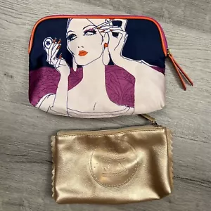Vintage Estée Lauder Pink / Blue/ Orange Cosmetic Makeup Bag Zipper Top PLUS - Picture 1 of 14