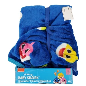 Pinkfong Nickelodeon Baby Shark Blue Kids Plush Soft Throw Blanket 40inx50in New - Picture 1 of 6